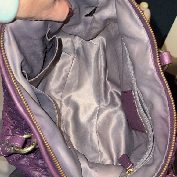 Coach Madison Sophia quilted Satchel shoulder bag dark purple excellent Cond - Picture 15 of 16